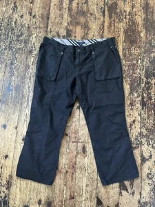 Burberry London Cropped Black Trousers UK 12 Casual Cotton Fly Zip - Picture 1 of 9