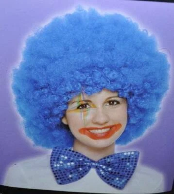 Clown Wig Blue Afro Curly Halloween Costume Accessory Kids - Image 1 of 2