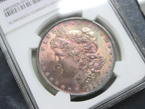 1886 (P) Philadelphia Morgan Silver Dollar NGC MS63 Rainbow Toning Q3C7 - Picture 1 of 4