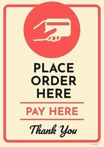 Bestellen Sie hier Bezahlen Sie hier Danke | Einseitiges Parkschild | 12" Breite x 18" Höhe - Bild 1 von 4