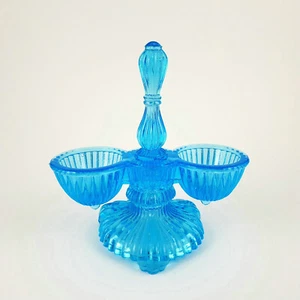 Pressglas - Menage Salz und Pfeffer, blau. 19.Jh. - Picture 1 of 6