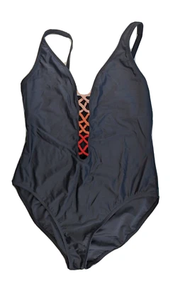 Company Ellen Tracy Swim Bathing Suit Womens Size 14 Black Ombre Laced Lined - Image 1 of 4