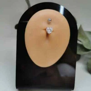 2Ct Heart Simulated Diamond Women Solitary Belly Piercing 14K White Gold Plated - Picture 1 of 9