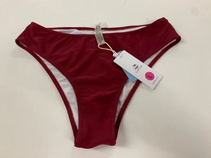 Neu mit Etikett Cupshe Damen-Badeanzughose einfarbig burgunderrot gefüttert – Größe Large - Bild 1 von 4