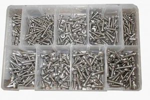 450 x ASSORTED STAINLESS STEEL SELF TAPPING TAPPER POZI SCREWS PANHEAD AT38 - Picture 1 of 1