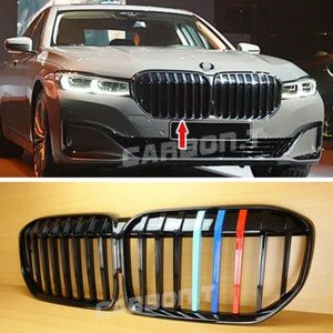 Black + ///M Front Mesh Grille For 19-23 BMW G11 G12 LCI Facelift 740i Sedan - Picture 1 of 7