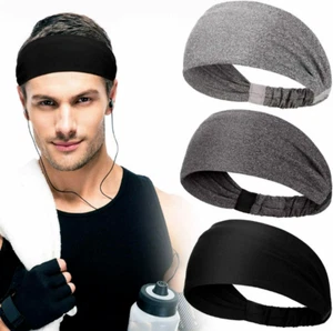 1/2/3 Pack Sports Headband Sweatband Stretch Wrap Elastic Yoga Gym Wide Hairband - Picture 1 of 16