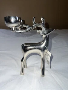 Vintage Large Metal Deer Reindeer Double Candle Holder Candelabra Votive 8.5” - Picture 1 of 5