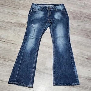 Premiere Jeans Womens Juniors Size 7/8 Acid Wash Boot Cut Distressed Leg - Picture 1 of 9