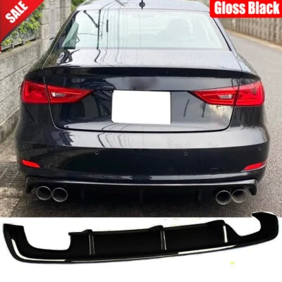 For Audi A3 8V Standard Sedan 13-16 Gloss Black Rear Bumper Diffuser Lip Spoiler - Image 1 of 4