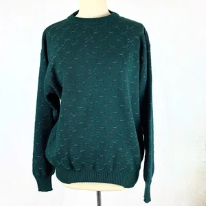 Vintage Merino Wool Ski Sweater L Pullover Woodstock Bernard Dark Green - Picture 1 of 13