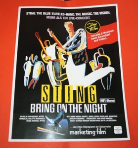 VHS Video Prospekt Sting Bring on the Night Marketing Film 2 Seit. A4 Miniposter - Bild 1 von 4
