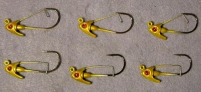 Lote de 6 ~ Jewel Bait 1/4 OZ Gema de Natación Cebo de Natación Cabezas de Plantilla Gold Rush Ojos Rojos Foto 1 de 4