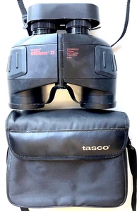 EXCELLENT TASCO OFFSHORE 21 (#OS21) 7X50 WATER PROOF BINOCULARS LENS CAPS & CASE - Picture 1 of 8