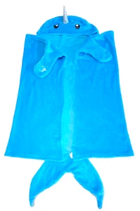Narwhal Unicorn of the Sea Justice Girls Hooded Blanket Sparkly Cozy Horn & Tail - Picture 1 of 16