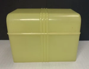 Welcome Ware Tupper Corp Yellow Plastic Recipe Box 1940s Deco Early Tupperware - Picture 1 of 15
