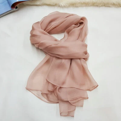 Pure Chiffon Silk Wrap Scarf Shawl Beach Sarong Solid Color Soft Thin 180*100cm - Image 1 of 4