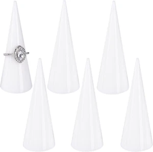 AUEAR, 6 Pack Acrylic Ring Holder Cone Display Jewlery Stands Finger Rings Showc - Picture 1 of 12