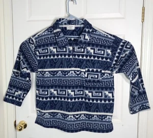 J.I.T Sport Aztec Pattern Fleece 1/4 Zip Pullover Blue White Size 22/24W Vintage - Picture 1 of 7