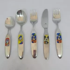 Disney Mickey Mouse Childrens Cutlery BSF Zwilling Vintage Set 4+1 Pieces VTG - Picture 1 of 6