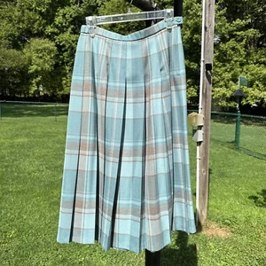 Vintage Pendleton Skirt 10 Tartan Plaid Pleated 100% Wool Side Zip Midi LNC - Picture 1 of 4