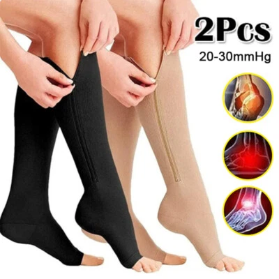 Kompressionsstrümpfe Kniesocken Stützstrümpfe Thrombose Socks Mit Reißverschluss - Bild 1 von 4
