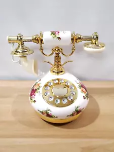 Telefono rotante Royal Albert Doulton Roses finiture oro stile francese vintage testato - Foto 1 di 19