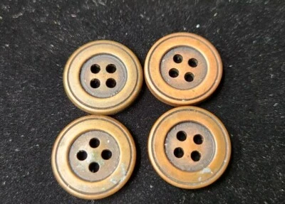 Old VTG Copper Buttons Round Patina Sew Through 4 hole - Image 1 of 4