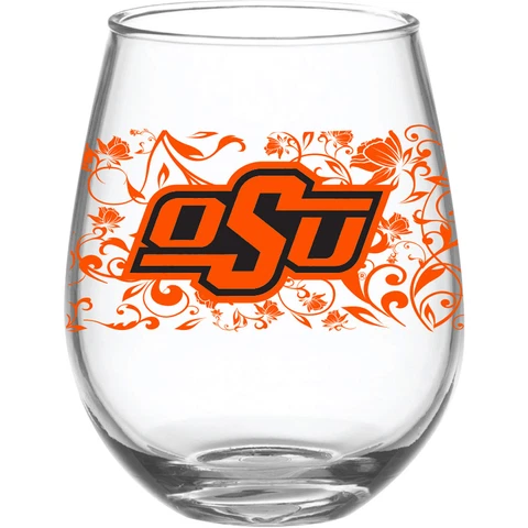 Oklahoma State Cowboys 15oz. Floral Stemless Wine Glass Cover