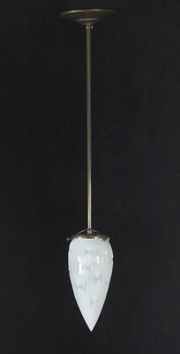 American Hand Blown Opalescent Glass Cone Pendant Light - Image 1 of 4