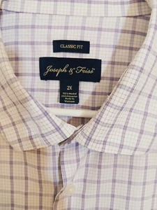 Camisa informal de vestir a cuadros manga corta JOSEPH & FEISS con botones para hombre talla 2X - Imagen 1 de 3