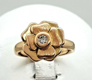 MASSIV Ring mit Brillant Blume 0,05 ct. 14K 585er Gelbgold Gr. 52 Top - Bild 1 von 4
