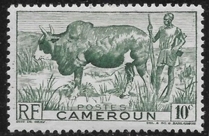 French Cameroon 1946 10c - Zebu And Herdsman MLH VF ANIMALS - Picture 1 of 2