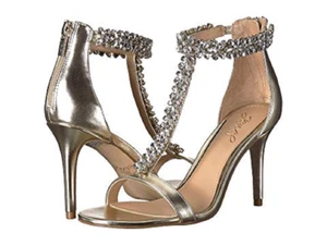 NIB 8M JEWEL BADGLEY MISCHKA JANNA GOLD BLING SANDAL $109.00 - Picture 1 of 11