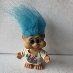 Vintage 3 1/4" Advertising Crested Butte Shirt Turquoise Hair Troll ITB Doll - Picture 1 of 7