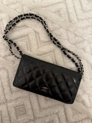 Chanel Quilted Black Leather Wallet on Chain Bag - Image 1 of 4