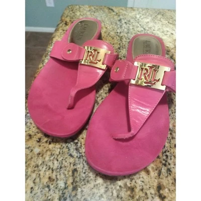 Tanga Lauren Ralph Lauren Lakin Mujer Punta Abierta Cuero Rosa, Talla 7.5B Foto 1 de 4