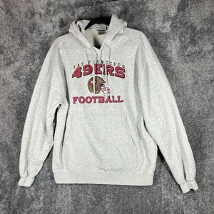 San Francisco 49ers Hoodie Sweatshirt Mens Medium Gray NFL Vintage Reebok Rbk - Picture 1 of 12