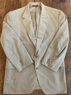 LL Bean Freeport Maine Polyester Khaki Sports Coat 46T Made In USA Light Weight - Image 1 of 4