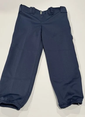 Pantalones de softbol para mujer Mizuno azul marino con tubería blanca | medianos || excelentes Foto 1 de 4