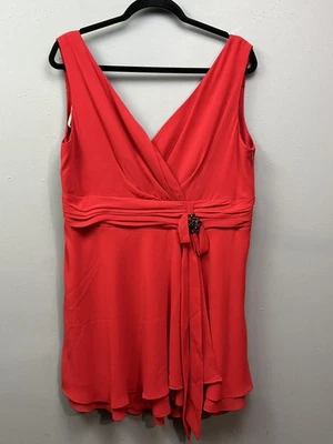 Positive Attitude Dress Womens 16WP Red Sleeveless V Neck Petite Layered Formal - Image 1 of 4