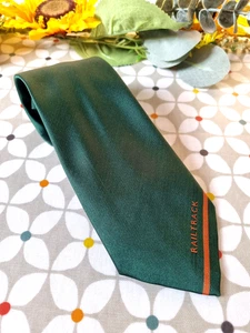 Corbata de cuello Railtrack para hombre de colección corporativa tren ferroviario verde oscuro RETRO - Imagen 1 de 6