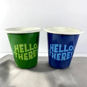Tabitha Brown Hello There! Metal Enamel Tumbler Set (2) Green & Blue New Box - Picture 1 of 12