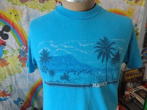 Camiseta Happy Shirts Hawaii Vintage Años 80 Camiseta Turista Azul Talla L - Imagen 1 de 4