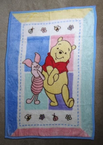 Vintage Disney Winnie The Pooh & Piglet Fleece Crib Blanket 30x45" - Picture 1 of 5