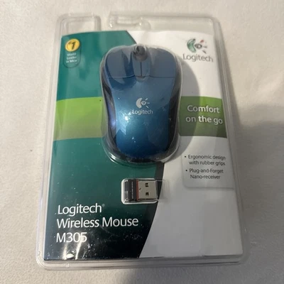 Logitech M305 Wireless Optical Mouse Ergonomic Design Comfort (Blue) - Brand New - Image 1 of 4