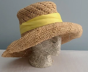 Nine West Beach Garden Strohhut verstaubar Einheitsgröße gelbes Band - Bild 1 von 12