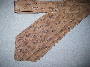 Beige Blue Print Silk Tie Necktie Barrington (6601) - Picture 1 of 2