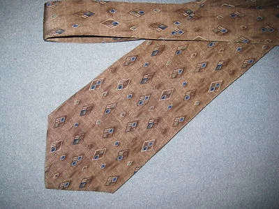 Beige Blue Print Silk Tie Necktie Barrington (6601) - Image 1 of 2
