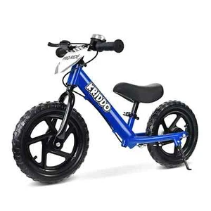 KRIDDO PRO Toddler Balance Bike Blue ~ Age 2-5 Adjustable w Brake Kickstand Flag - Picture 1 of 4